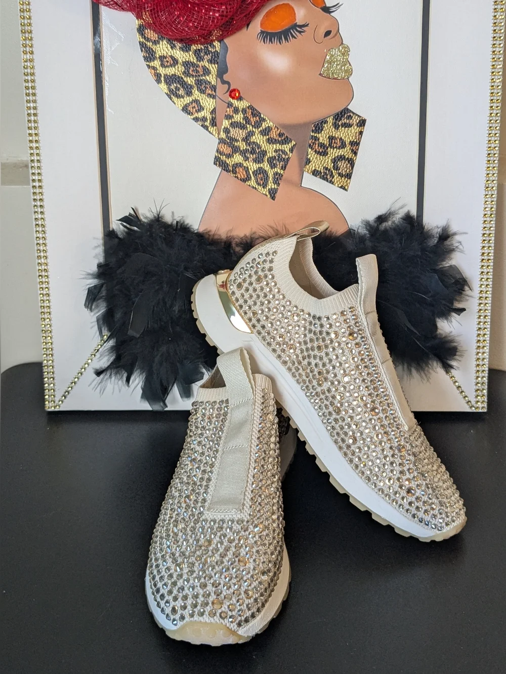Michael Kors Gold Cream Blingy Rhinestone Sneakers